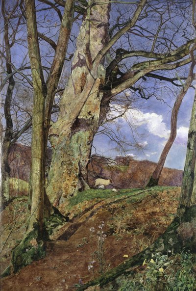 En primavera temprana: un estudio en marzo de John William Inchbold